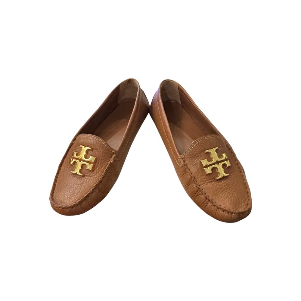 Tory Burch Everly Driver Royal Tan Leather Loafers Women’s 8 w/ Box - Picture 4 of 7